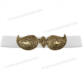 Women's Buckle 01 golden patina with white belt