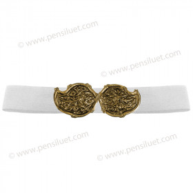 Women's Buckle 03 golden patina with white belt