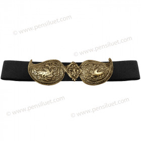 Women's Buckle 01 gold patina with black belt